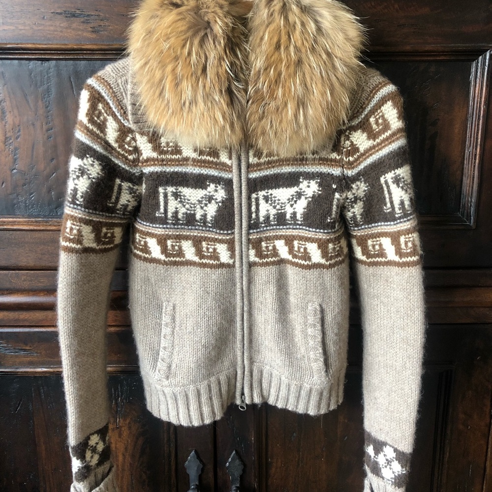 Vince fur trimmed cashmere cardigan